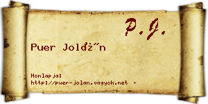 Puer Jolán névjegykártya
